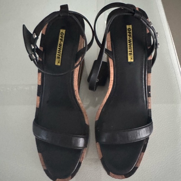 Off-White Black Heels with Leather Accents - Picture 3 of 8